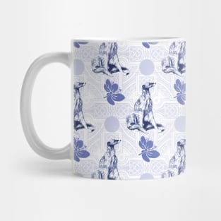 Sitting dog pattern in blue tones Mug